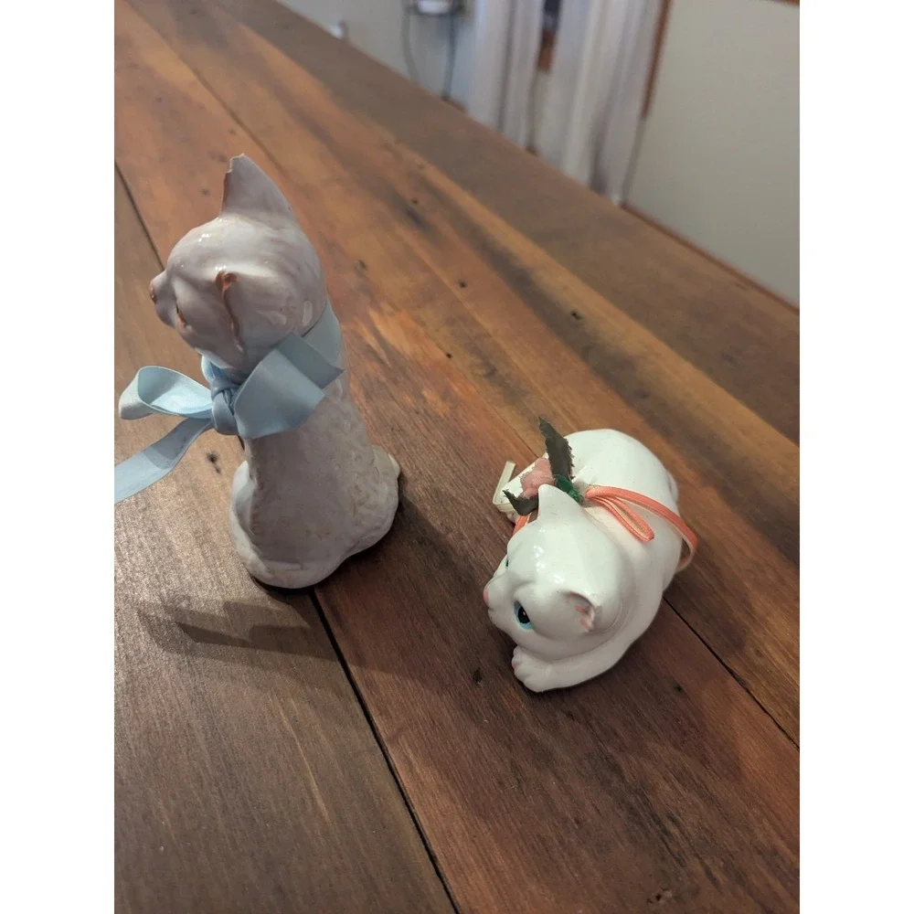 2‎ Vintage Glass & Ceramic Cat Figurines